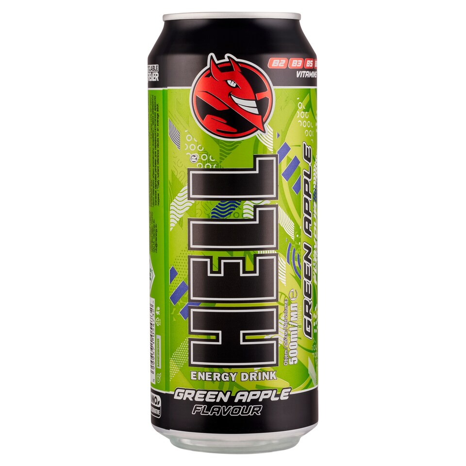 Obrázek 1 pro produkt Hell Green Apple sycený nealkoholický nápoj 500ml