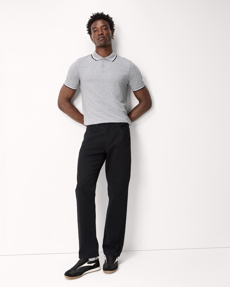 image 1 of F&F Cotton Rich Tipped Short Sleeved Polo Shirt in Grey Marl