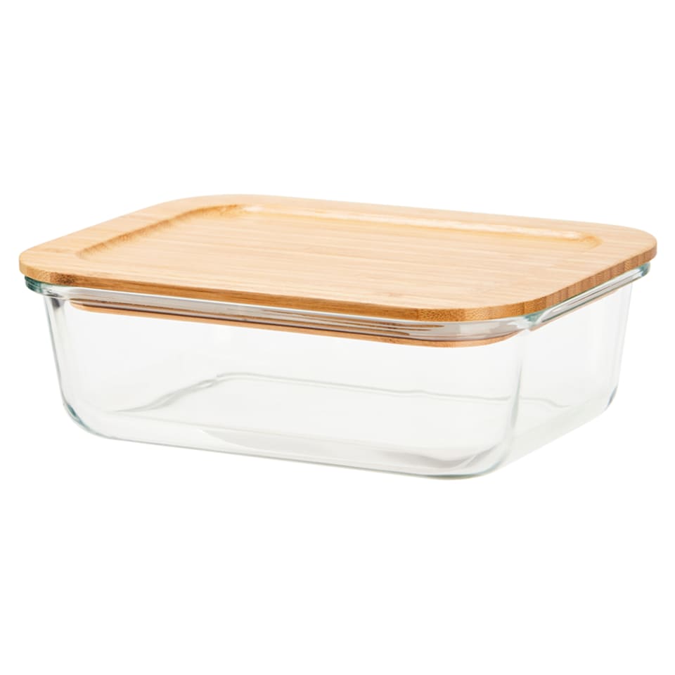 image 1 of Tesco Glass Food Storage Bamboo Lid 1L