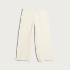 F&F Cotton Rich Crinkle Textured Wide Leg Trousers in Cream