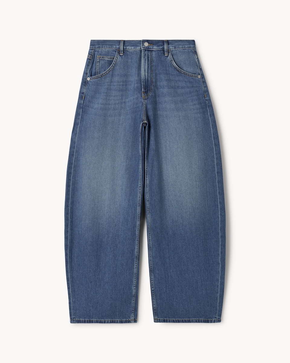 image 1 of F&F Mid Rise Relaxed Fit Jeans in Blue