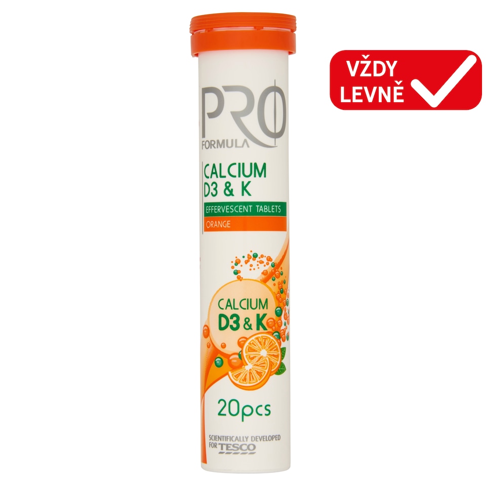 Tesco Pro Formula Calcium D3 & K 20 Tablets 80g