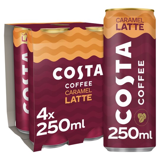 Costa Coffee Caramel Latte Cans 4 X 250Ml Tesco Groceries