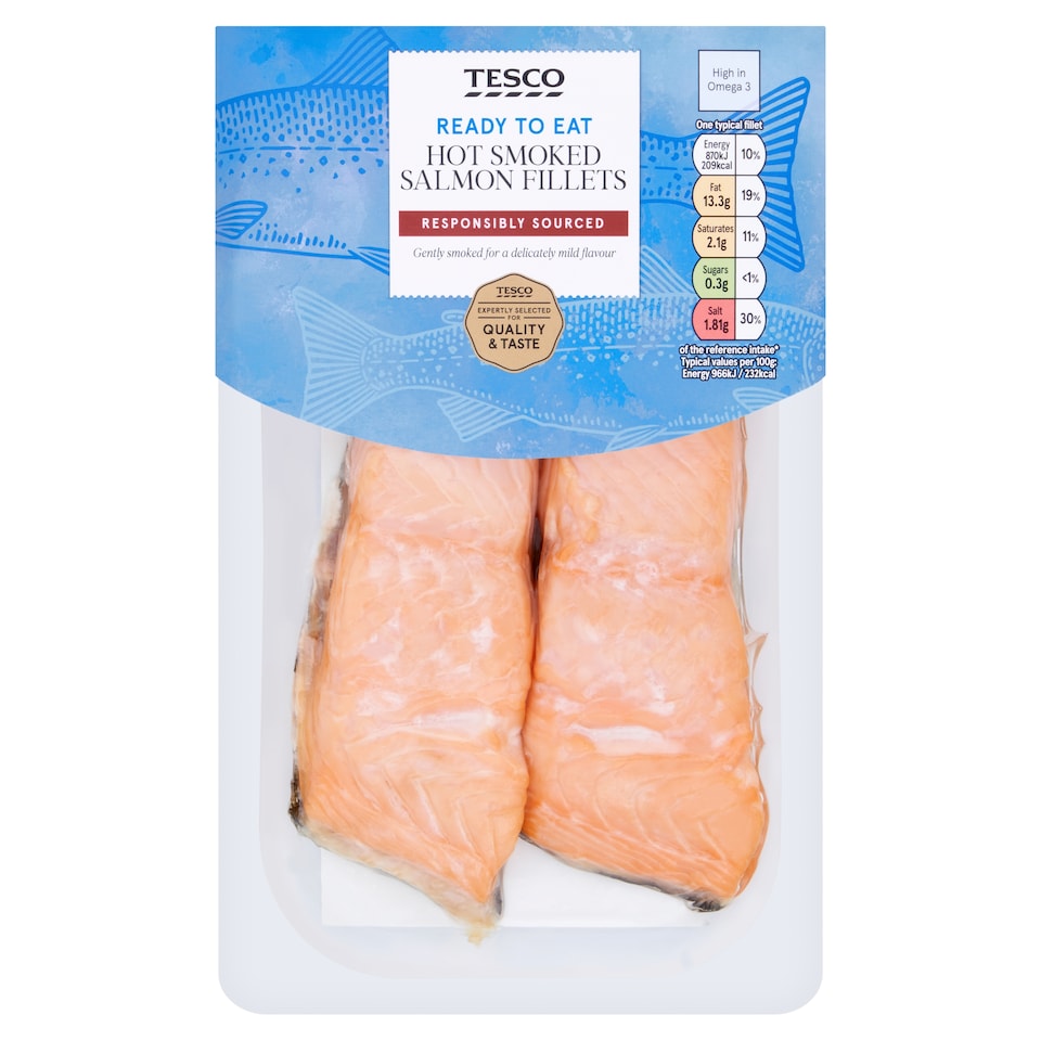 Tesco Ready to Eat Hot Smoked Salmon Fillets 180g