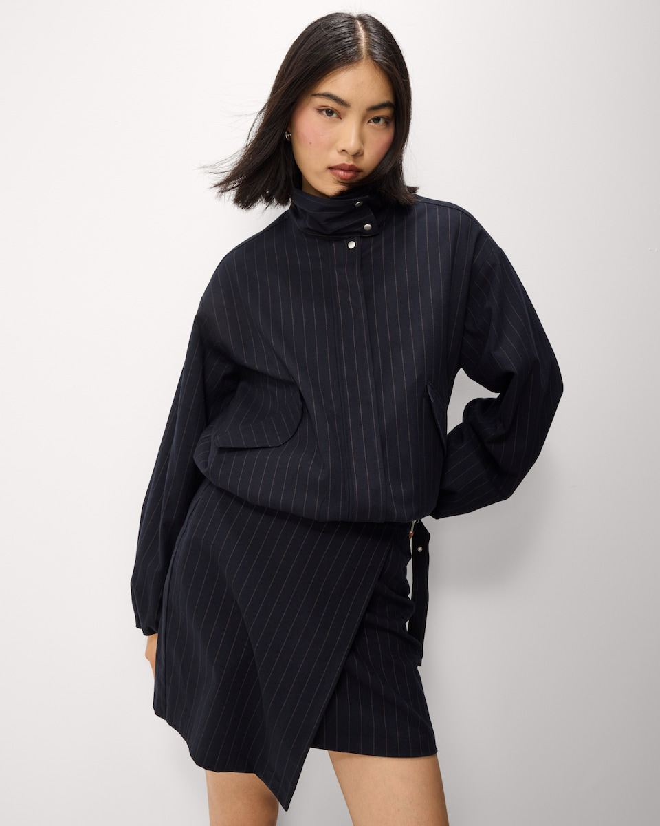 image 1 of The F&F Edit Pinstripe Co-ord Mini Skirt in Navy