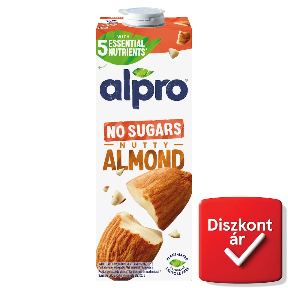 Alpro cukormentes UHT mandulaital hozzáadott kalciummal, jóddal, B12-, D2- és E-vitaminnal 1 l