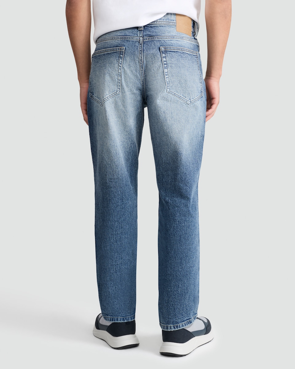 image 1 of F&F Cotton Rich Straight Fit Jeans in Blue