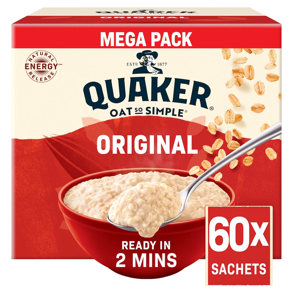 image 1 of Quaker Oat So Simple Original Porridge 60 Sachet 1.62Kg