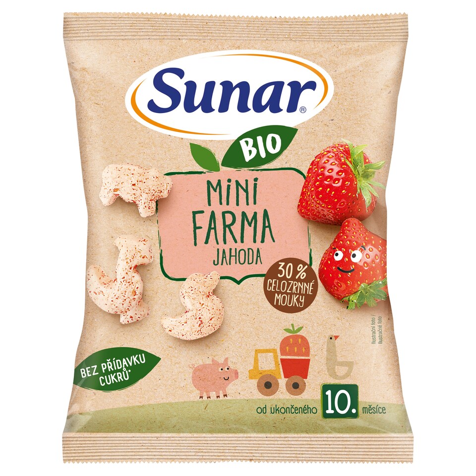 Obrázek 1 pro produkt Sunar BIO dětské křupky mini farma jahoda 10m+, 18g 