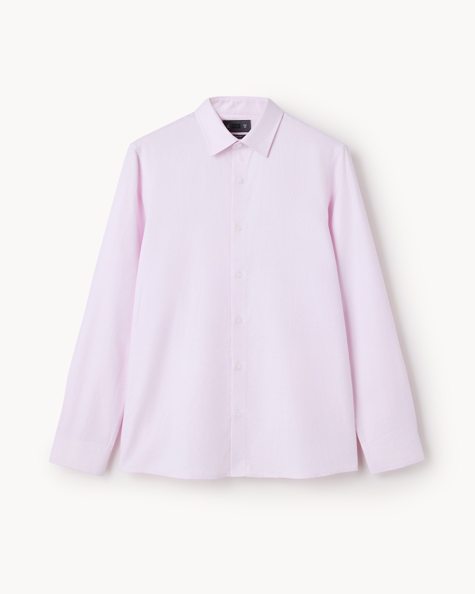 image 1 of F&F Pure Cotton Textured Slim Fit Shirt in Pink