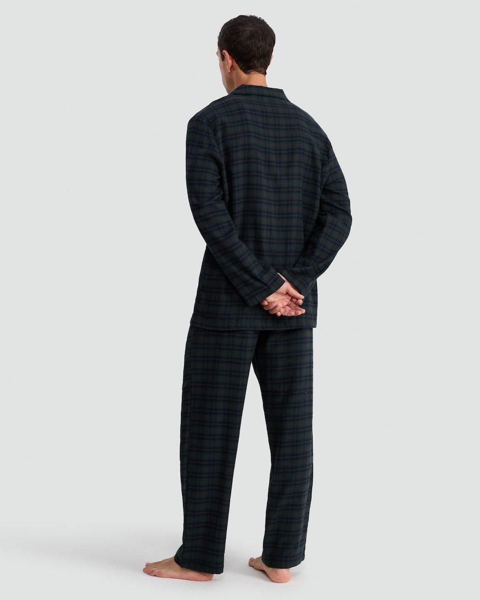image 1 of F&F Pure Cotton Check Print Shirt and Bottoms Pyjama Set in Multi