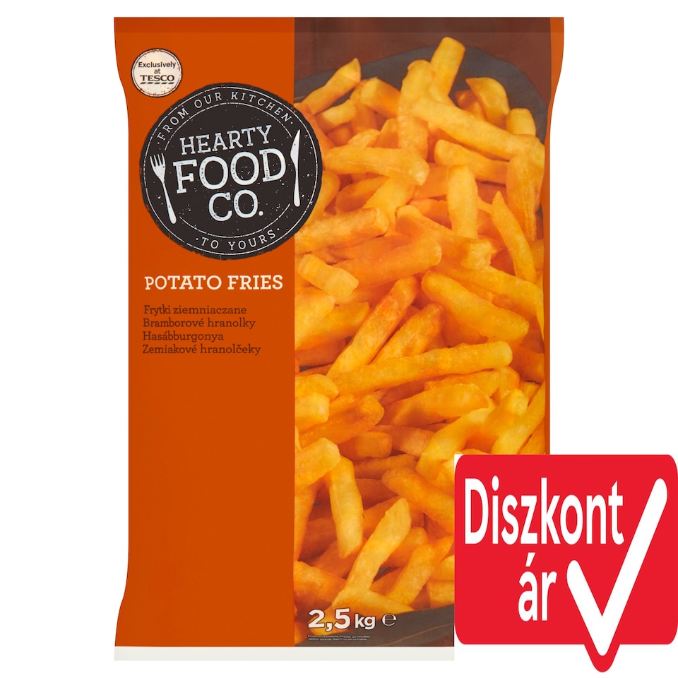 Hearty Food Co. gyorsfagyasztott, elősütött hasábburgonya 2,5 kg