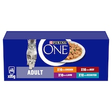 PURINA ONE Mini Fillets Mixed Selection in Gravy Wet Cat Food 40x85g