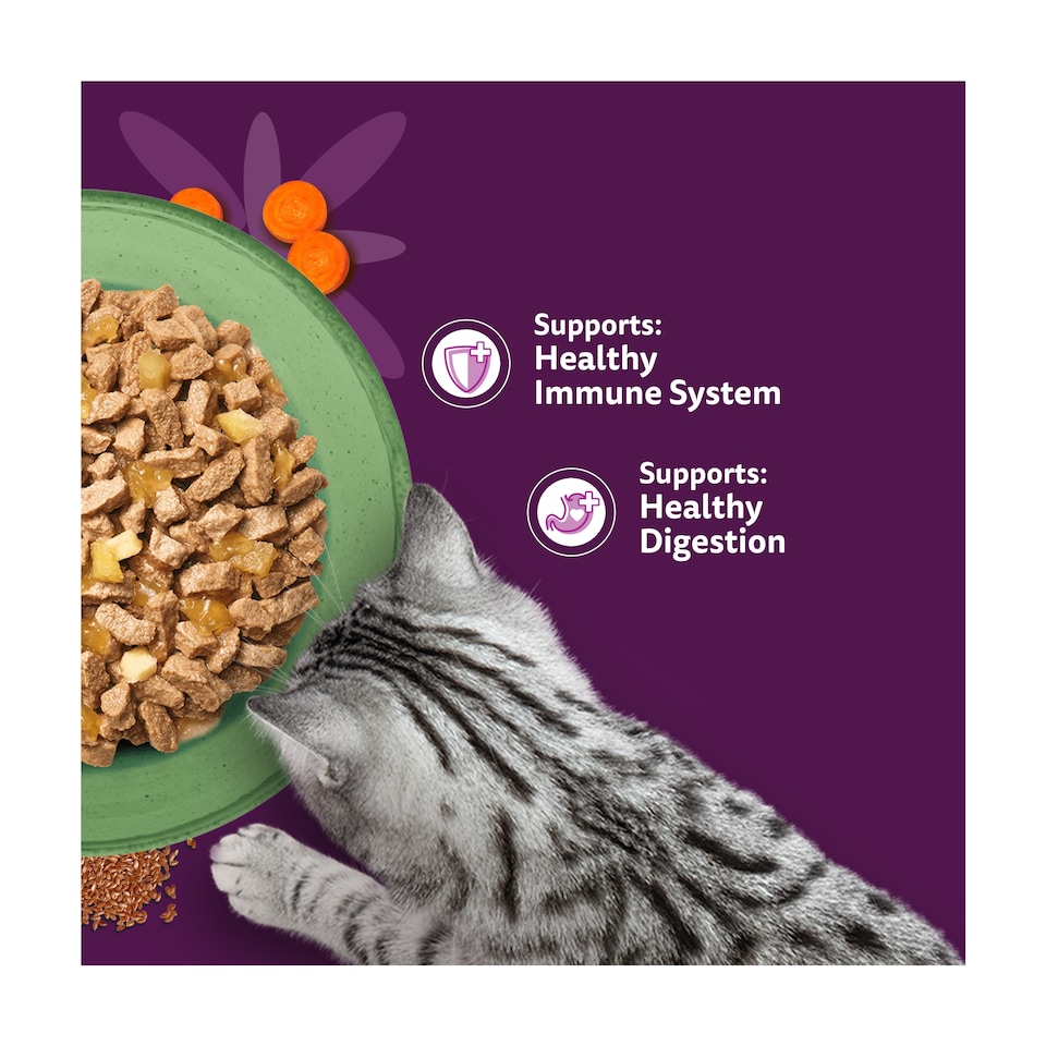 image 1 of WHISKAS 1+ SUPERFOODS MIXED Selection Wet Cat Food Pouches in Jelly 15 x 50g