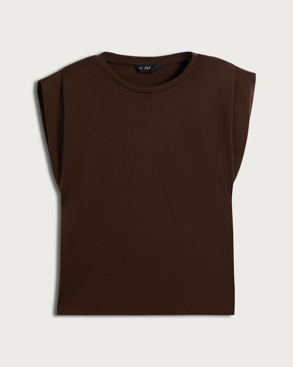 image 1 of F&F Pure Cotton Boxy Sleeveless Top in Chocolate