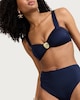 image 1 of F&F High Shine Shell Detail Bikini Top in Navy