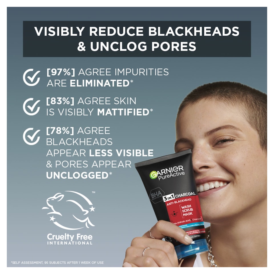image 1 of Garnier Pure Active 3 In 1 Charcoal Face Wash 150Ml