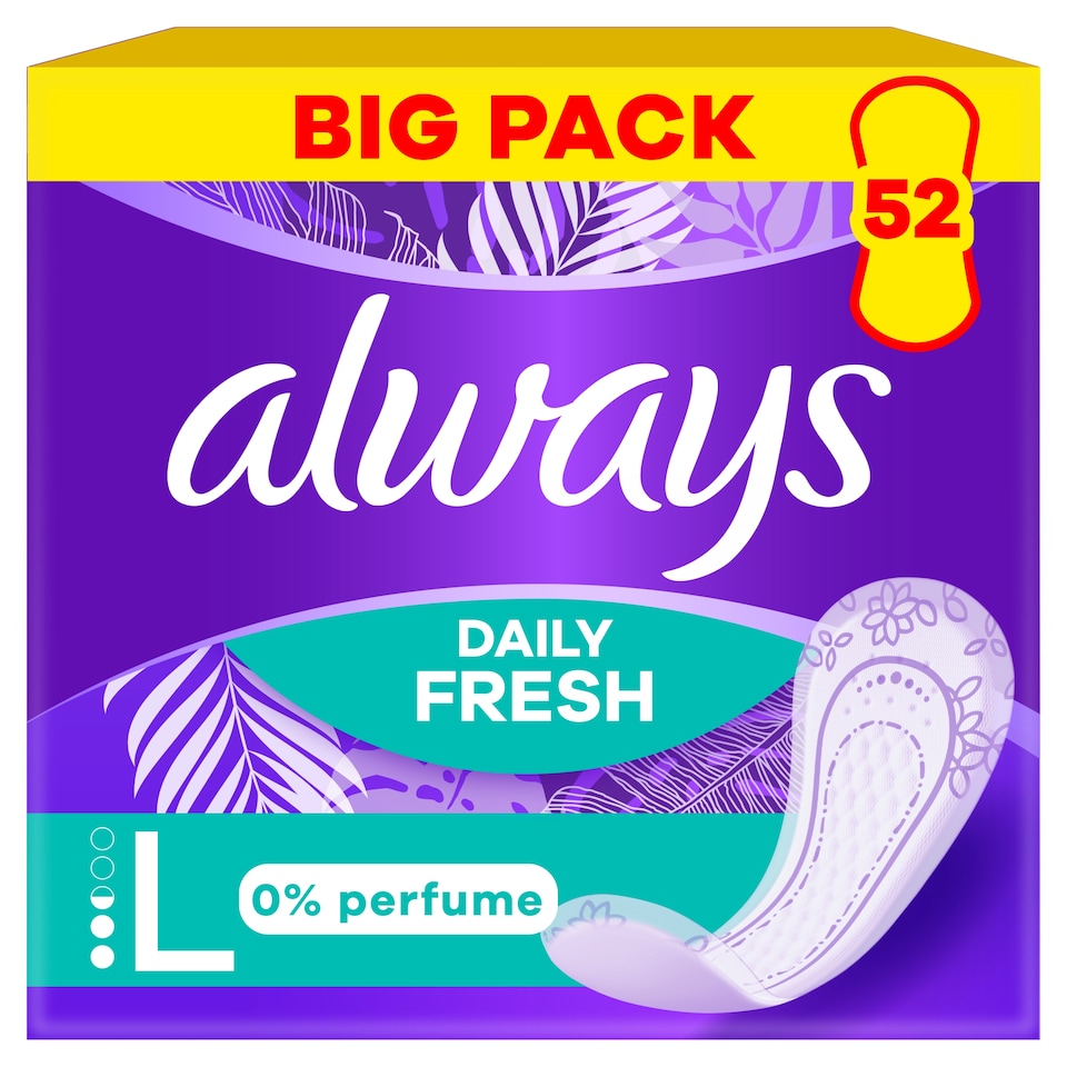 Always Daily Fresh Hosszú, 0% illatanyag 52 Darabos Kiszerelés  1. kép