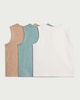 image 2 of F&F Baby 3-Pack Pure Cotton Button Vests in Tan