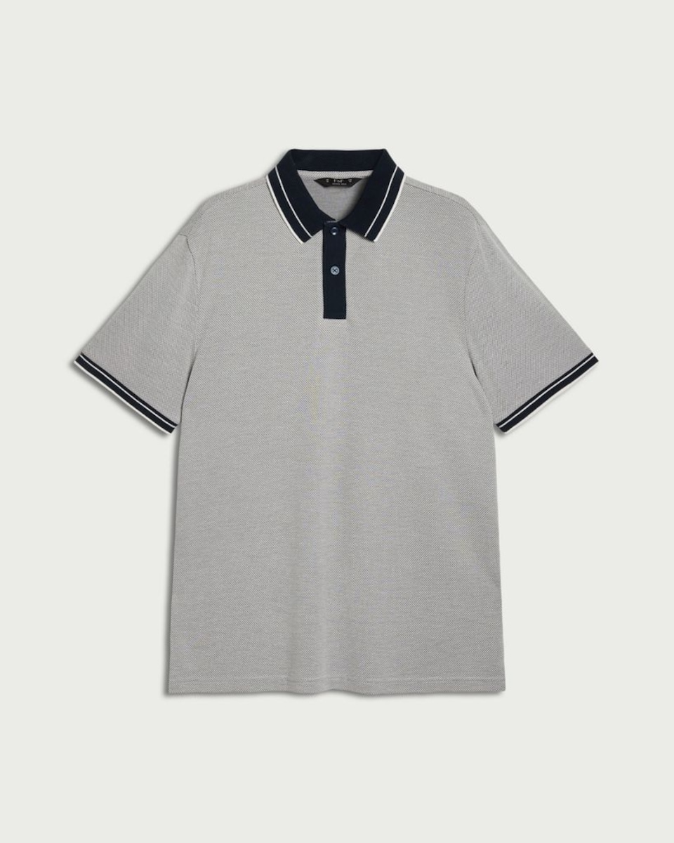 image 1 of F&F Modal Rich Textured Polo Shirt in Navy