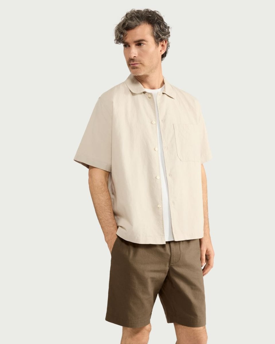 image 1 of F&F Linen Blend Shorts in Brown