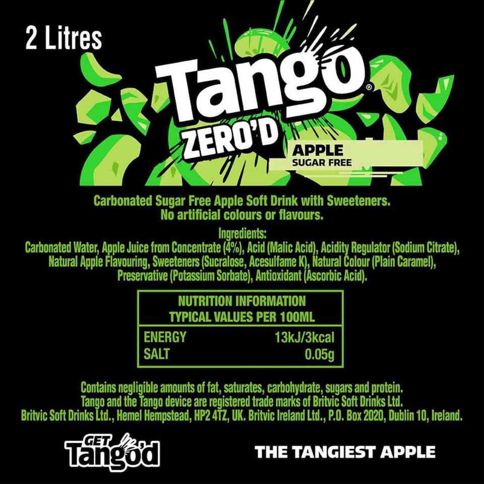 image 1 of Tango Apple Sugar Free Bottle 2L