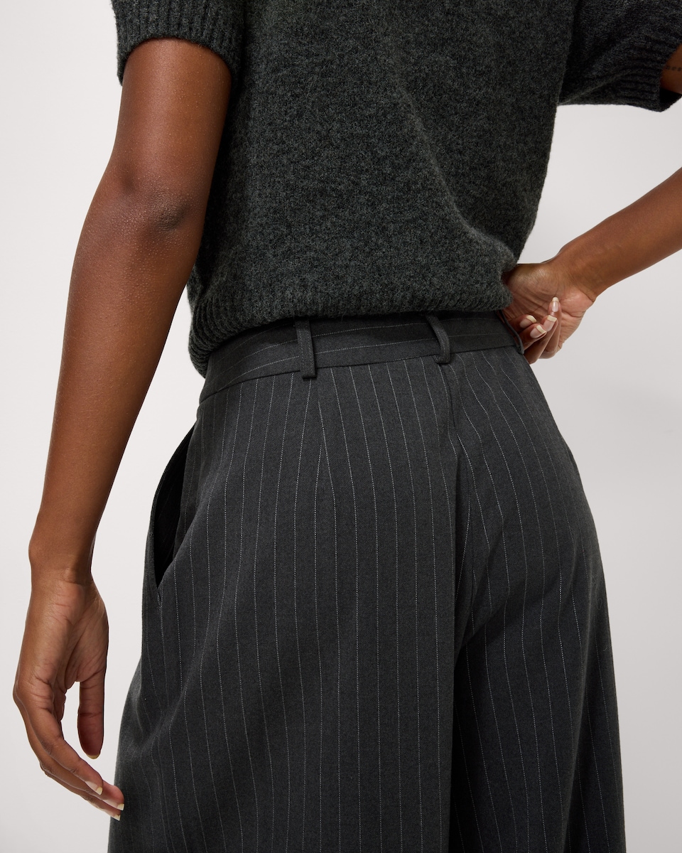 image 1 of F&F Pleated Pinstripe Wide Leg Trousers in Grey