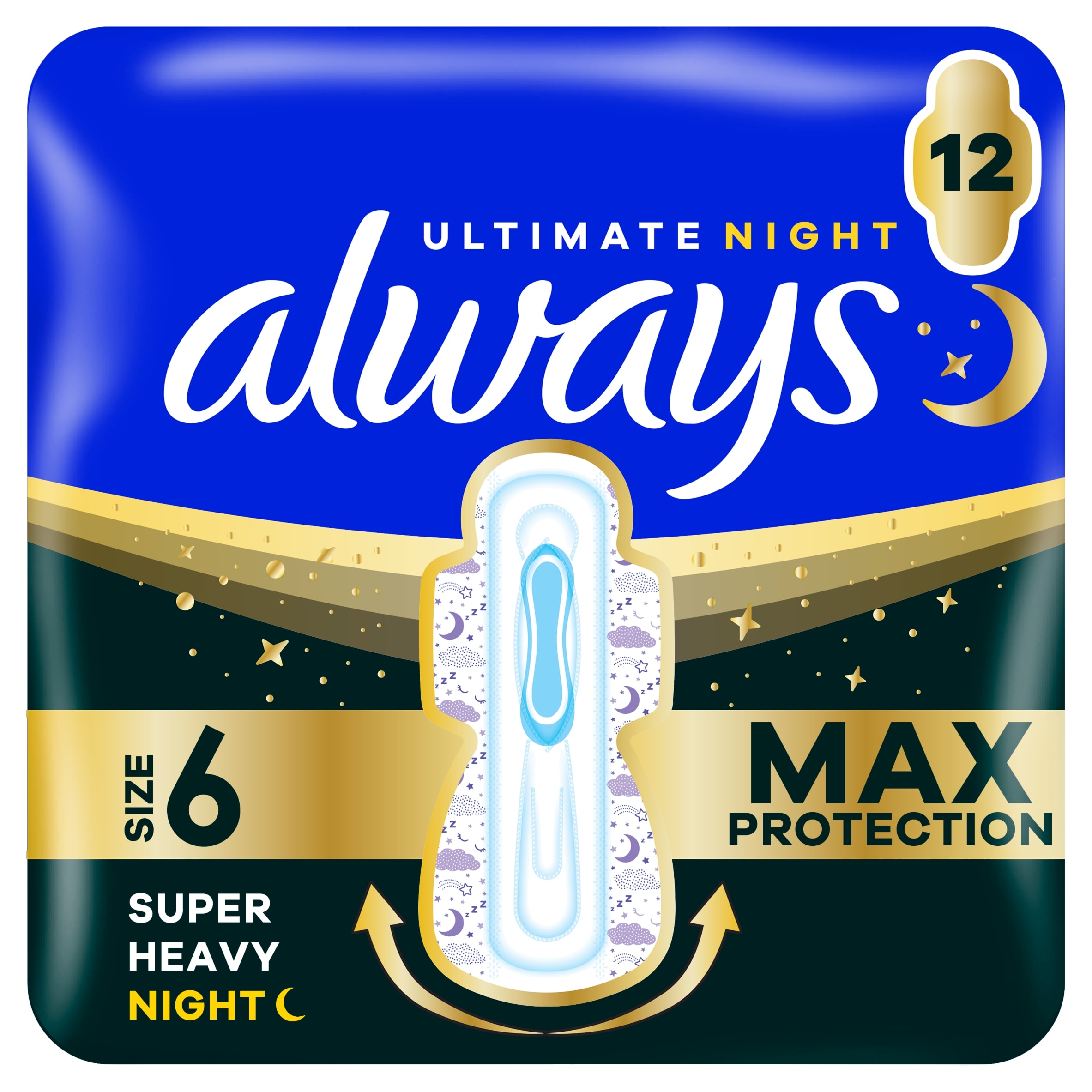 Always Ultra Sanitary Towels Secure Ultimate Night (Size 6) With Wings 12 Pads
