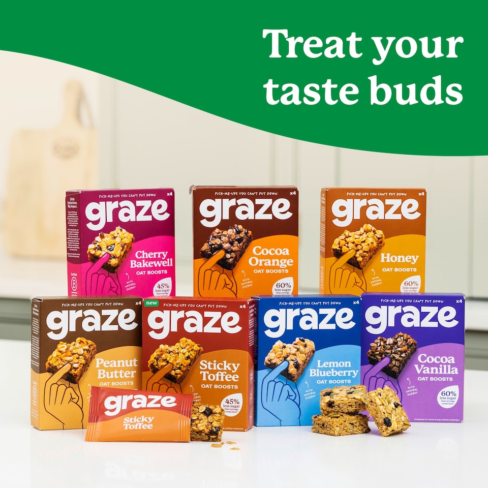 image 1 of Graze Cocoa Orange Oat Boosts Flapjack Snack 4x30G