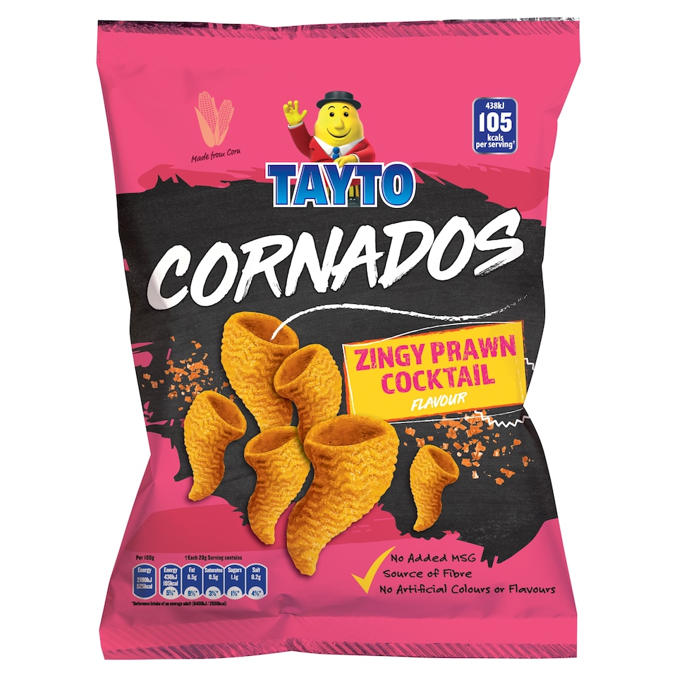 TAYTO CORNADOS ZINGY PRAWN COCKTAIL FLAVOUR 110g