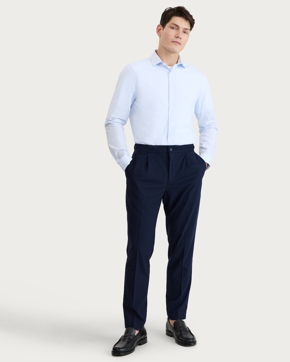 image 1 of F&F Pleated Tailored Fit Trousers in Navy