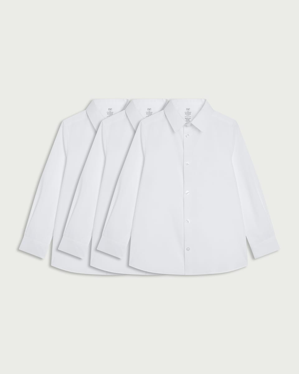 image 1 of F&F Boys School 3-Pack Dressing Made Easy Shirts in White