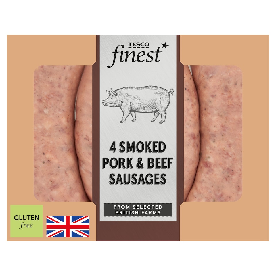 Tesco Finest 4 Smoked Pork & Beef Sausages 440g