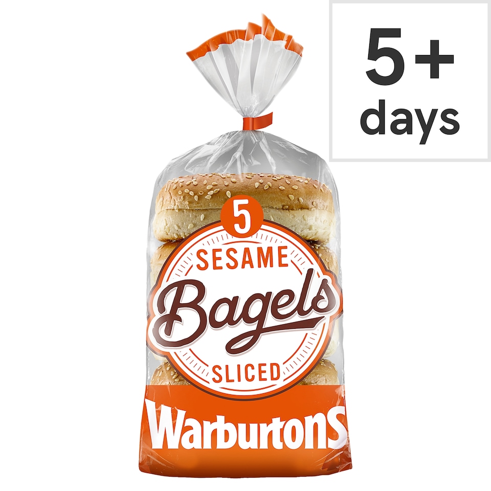 image 1 of Warburtons Soft & Sliced Sesame Bagels 5 Pack
