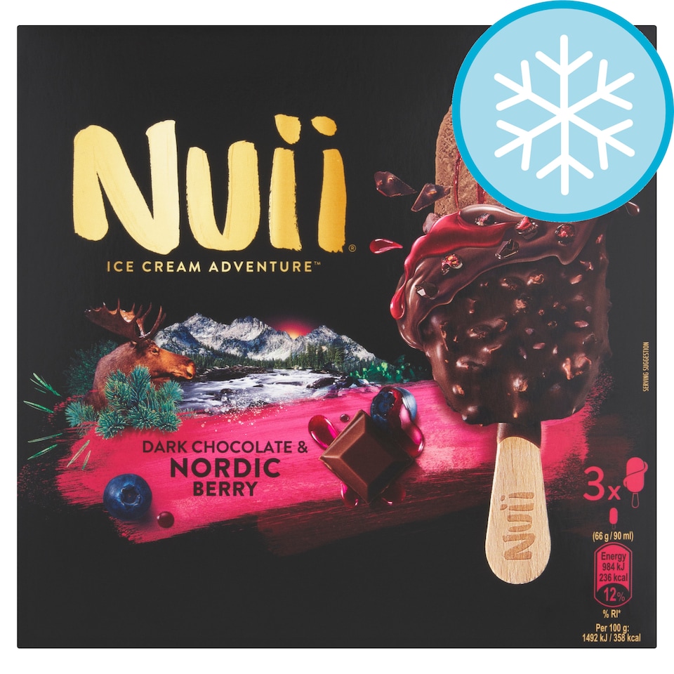 Nuii Dark Chocolate & Berry Ice Cream Sticks 3X90ml
