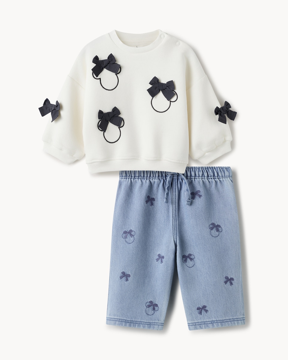 image 1 of Disney Minnie Mouse 2-Piece Cotton Rich Sweatshirt and Jeans Set in Multi