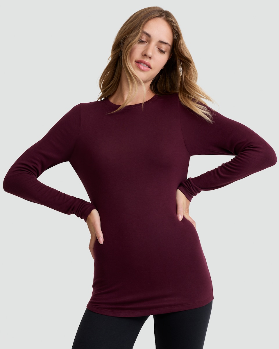 image 1 of F&F Medium Warmth Long Sleeved Thermal Top in Purple