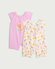 image 1 of F&F Baby 2-Pack Cotton Rich Fruit Print Rompers in Purple