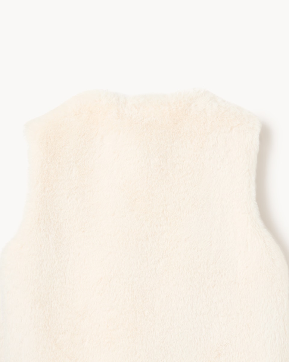 image 1 of F&F Girls Faux Fur Gilet in Cream