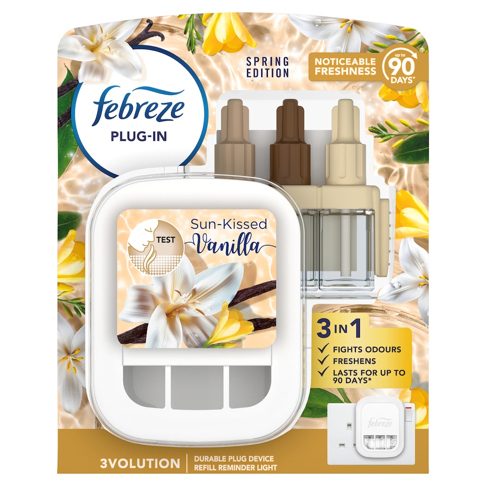 image 1 of Febreze Plug In Starter Kit Sun-Kissed Vanilla 20ml