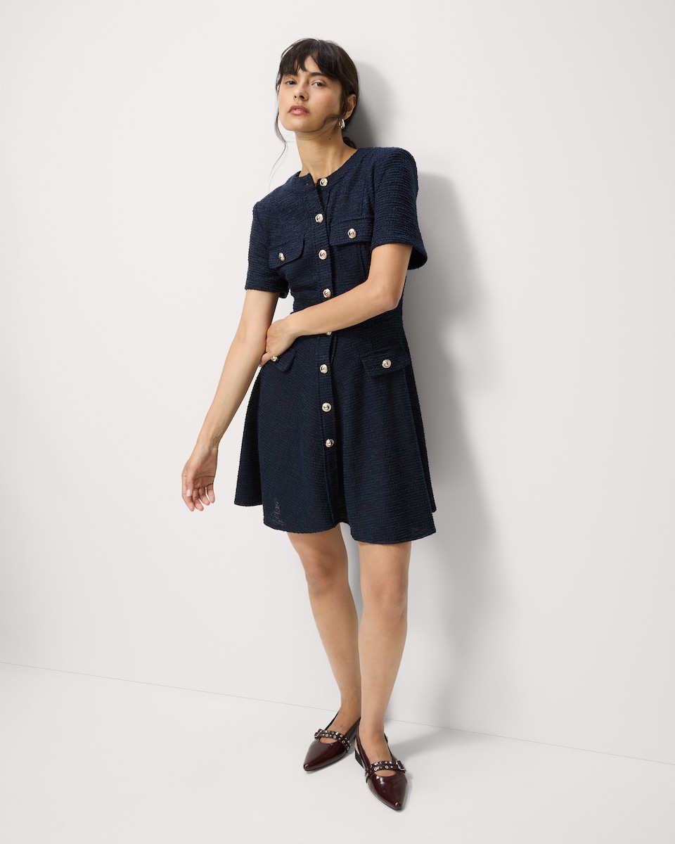 image 1 of The F&F Edit Boucle Mini Dress in Navy