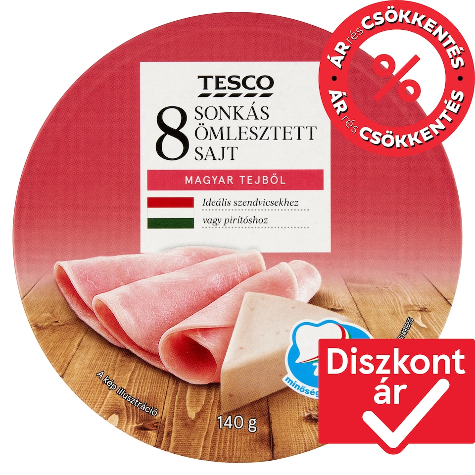 Tesco sonkás ömlesztett sajt 8 db 140 g