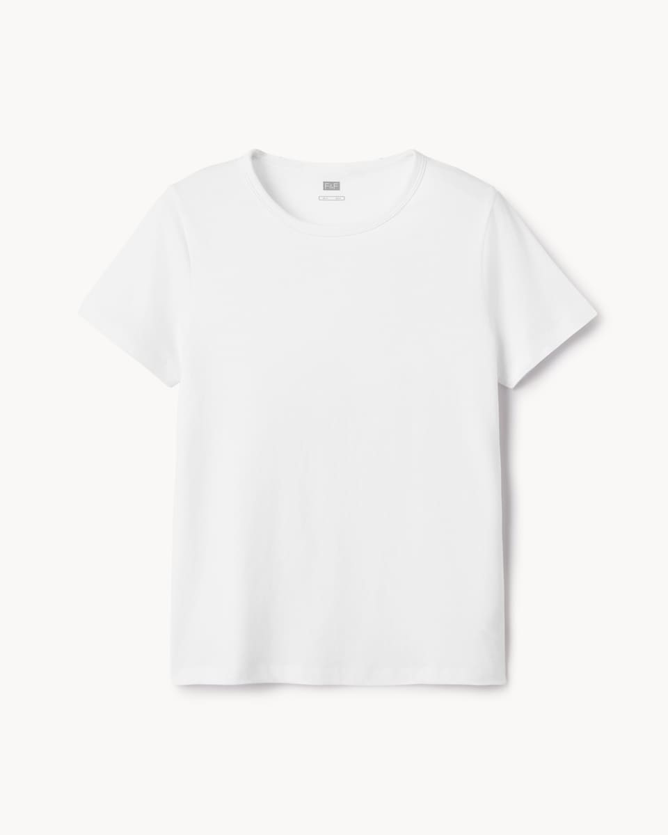 image 1 of F&F Pure Cotton Short Sleeved T-Shirt in White