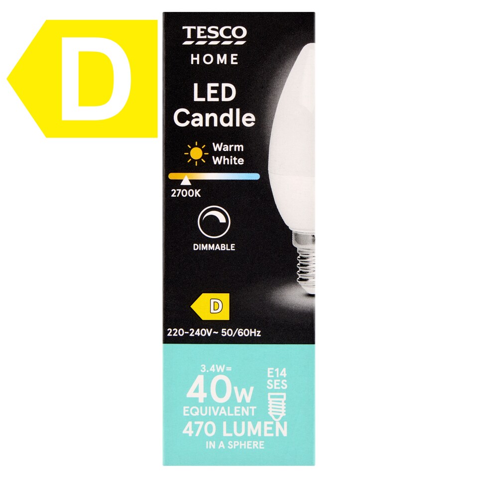 image 1 of Tesco Home E14 SES 470 lm 40 W 2700K LED Candle