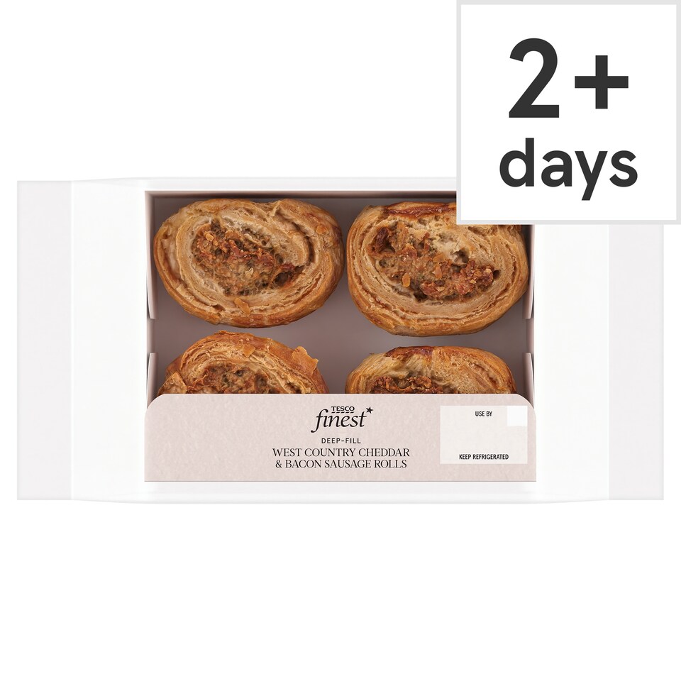 Tesco Finest  Deep-Fill West Country Cheddar & Bacon Sausage Rolls 180g