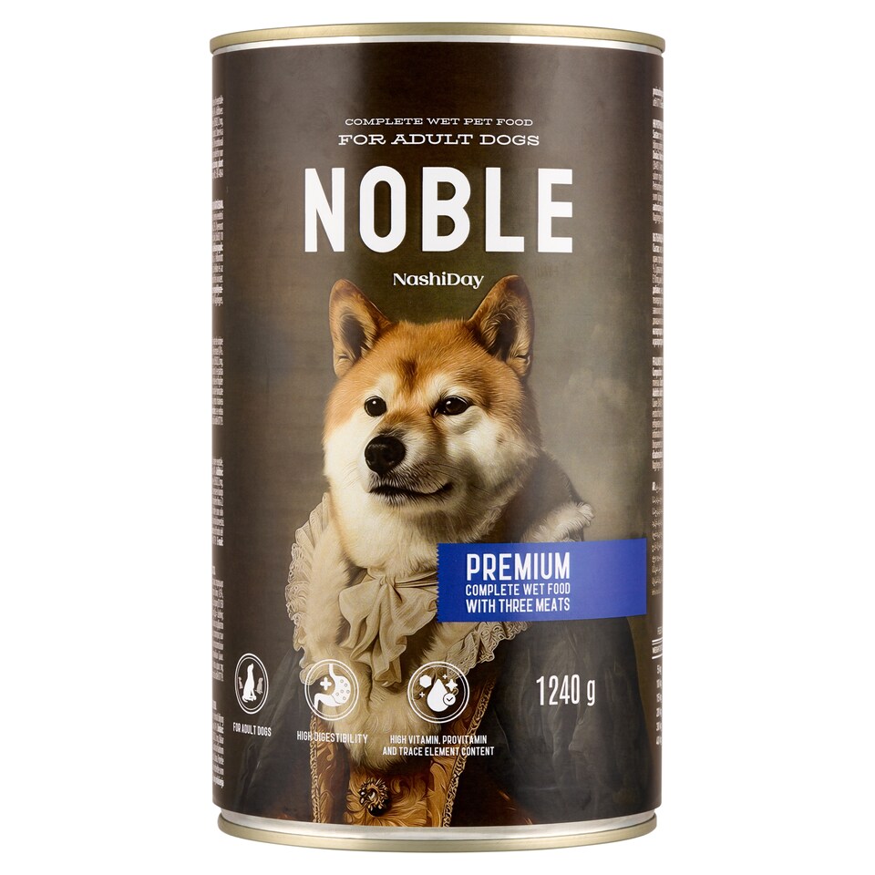 NashiDay Noble nedves állateledel felnőtt kutyáknak baromfival, marhával és sertéssel 1240 g  1. kép