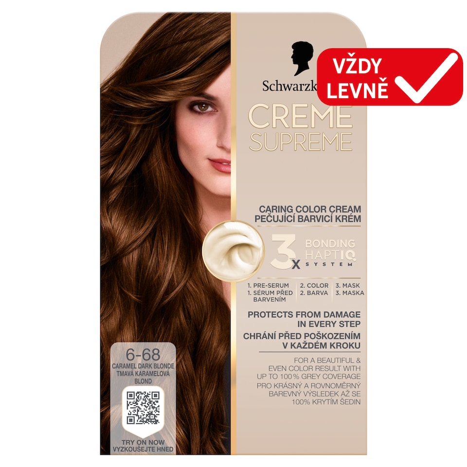 Obrázek 1 pro produkt Schwarzkopf Creme Supreme Pečující barvicí krém 6-68 tmavá karamelová blond