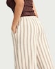 image 3 of F&F Linen Rich Striped Wide Leg Trousers in Cream