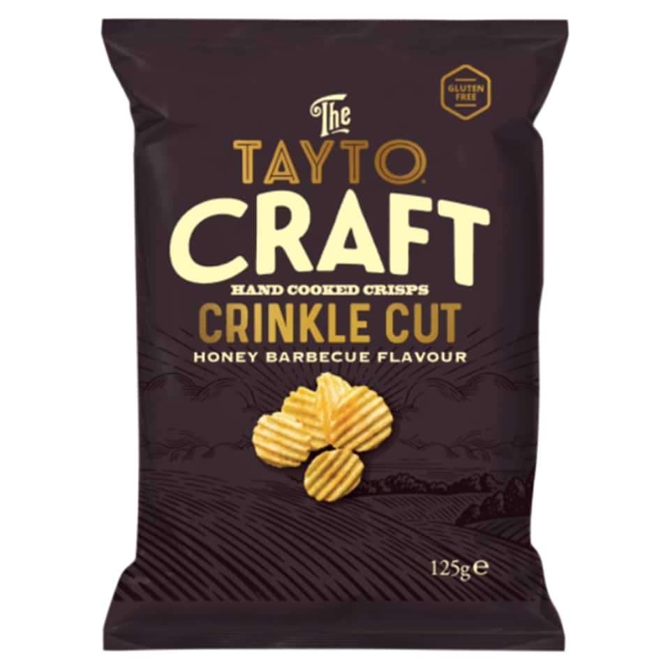 Tayto Craft Crinkle Cut Handcooked Honey Barbeque Flavoured Crisps 125g