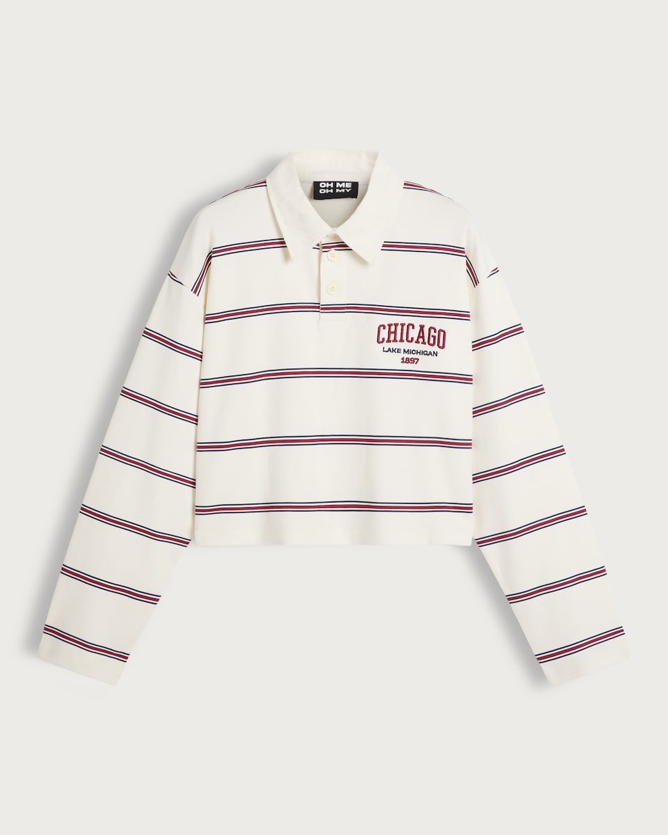 image 1 of OH ME OH MY Pure Cotton Striped Rugby Polo Shirt in Multi